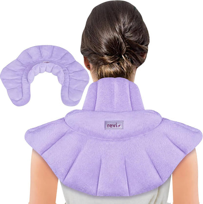 REVIX Microwave Heating Pad for Neck and Shoulders Back, Microwavable Heated Neck Wrap Warmer with Moist Heat, Lavender Aromatherapy Hot and Cold Pack