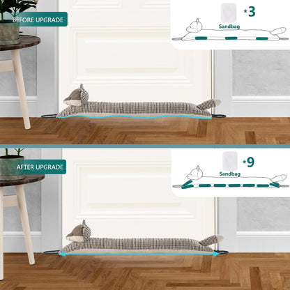 Under Door Draft Stopper Decorative Wind Stopper 36 inch for Door & Window, Weighted Animal Air Draft Stopper for Bottom of Door with Hanging Loops - Brown Dog