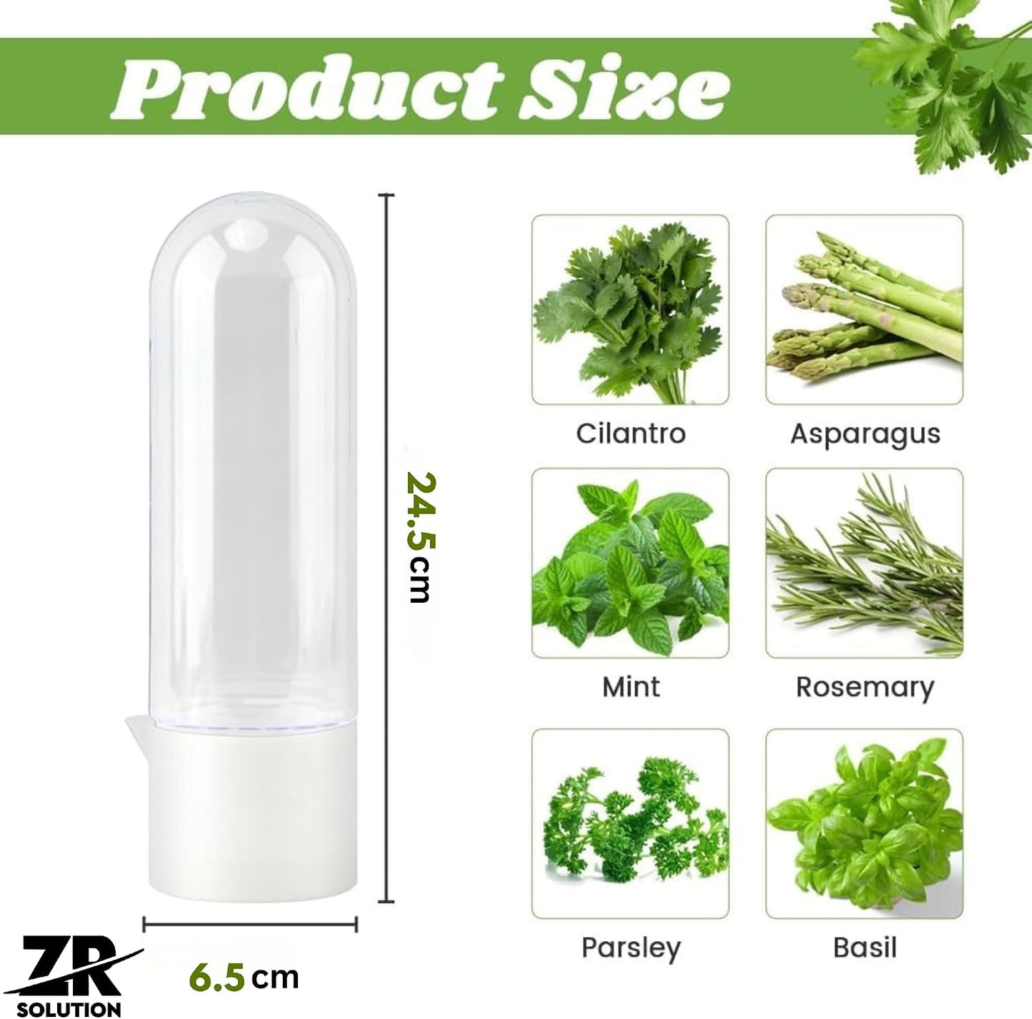 Fresh Herb Keeper, Acrylic Storage Container for Refrigerator, Storage for Herbs Airflow Optimized Lid - Triples Herb Life Vegetables for Fridge Fresh Herb Keeper Crisp Greenery (4)