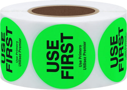 500 Pcs 1.5" Use First Stickers Small Stickers Circle Label Dot Labels Fluorescent Paper, Fluorescent Green