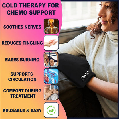 Relief Genius Cold Therapy Socks with Reusable Gel ice Packs - Achieve Relief from Sprains, Muscle Pain, Bruises, Swelling, Edema, Chemotherapy, Arthritis, Post Partum Foot (Black, Large)