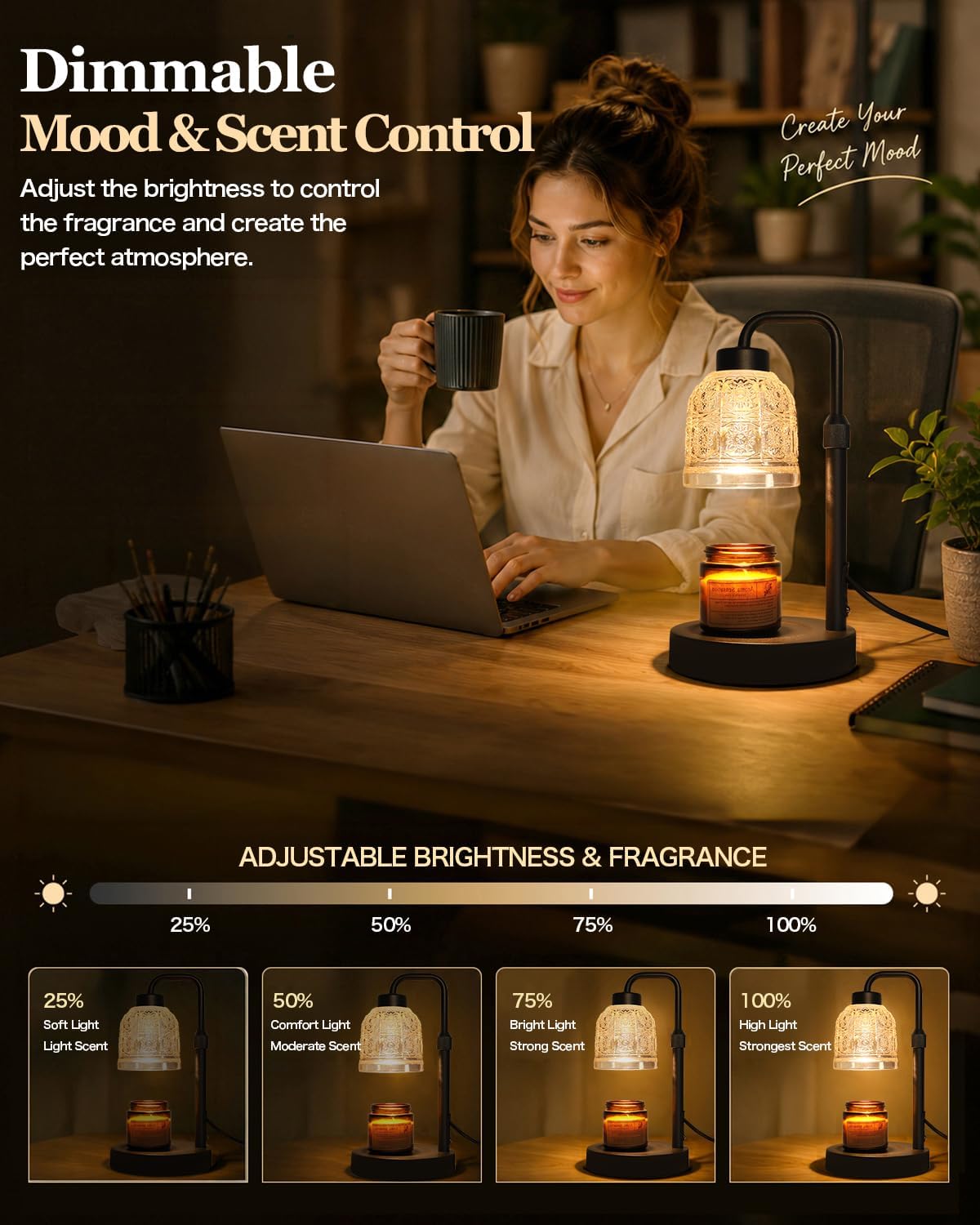 AIFEI Candle Warmer Lamp with Timer, 2/4/8H Auto-Off Candle Lamp, Black