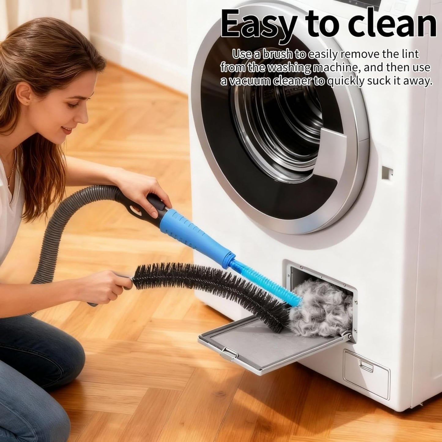 Universal Dryer Vent Cleaner Kit Compatible with All Vacuum Cleaner Include Vacuum Hose Attachment Accessories Brush Lint Brush,Dryer Vent Vacuum Hose (Set A)