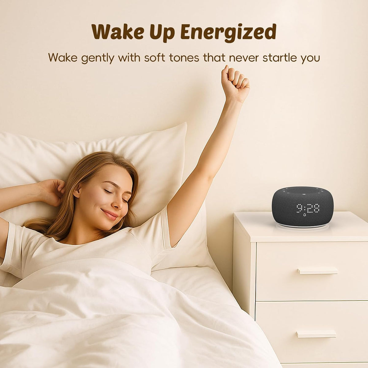Buffbee Pro 2nd Gen| Sound Machine, Alarm Clock with Bluetooth Speaker