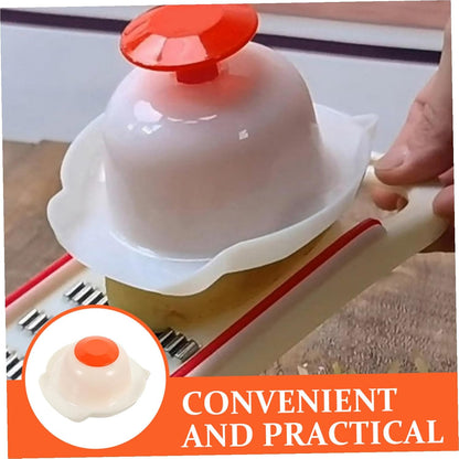 Vegetable Slicer Hand Protector Safe Food Holder for Cutting Fruits Vegetables Lightweight Grater with Pressing Handle Finger Guard for Safe Meal Prep Green