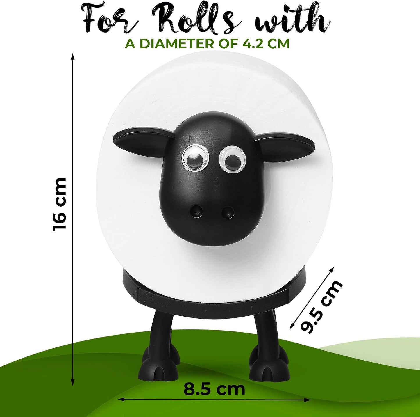 VELENTI Sheep Toilet Roll Holder - Funny Toilet Paper Holders Free Standing Cute Bathroom Decor - Premium 3D Printed Black Sheep Loo Rolls Holder - Hilarious Tissue Paper Roll Storage - Set of 3