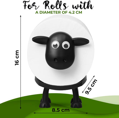 VELENTI Sheep Toilet Roll Holder - Funny Toilet Paper Holders Free Standing Cute Bathroom Decor - Premium 3D Printed Black Sheep Loo Rolls Holder - Hilarious Tissue Paper Roll Storage - Set of 3