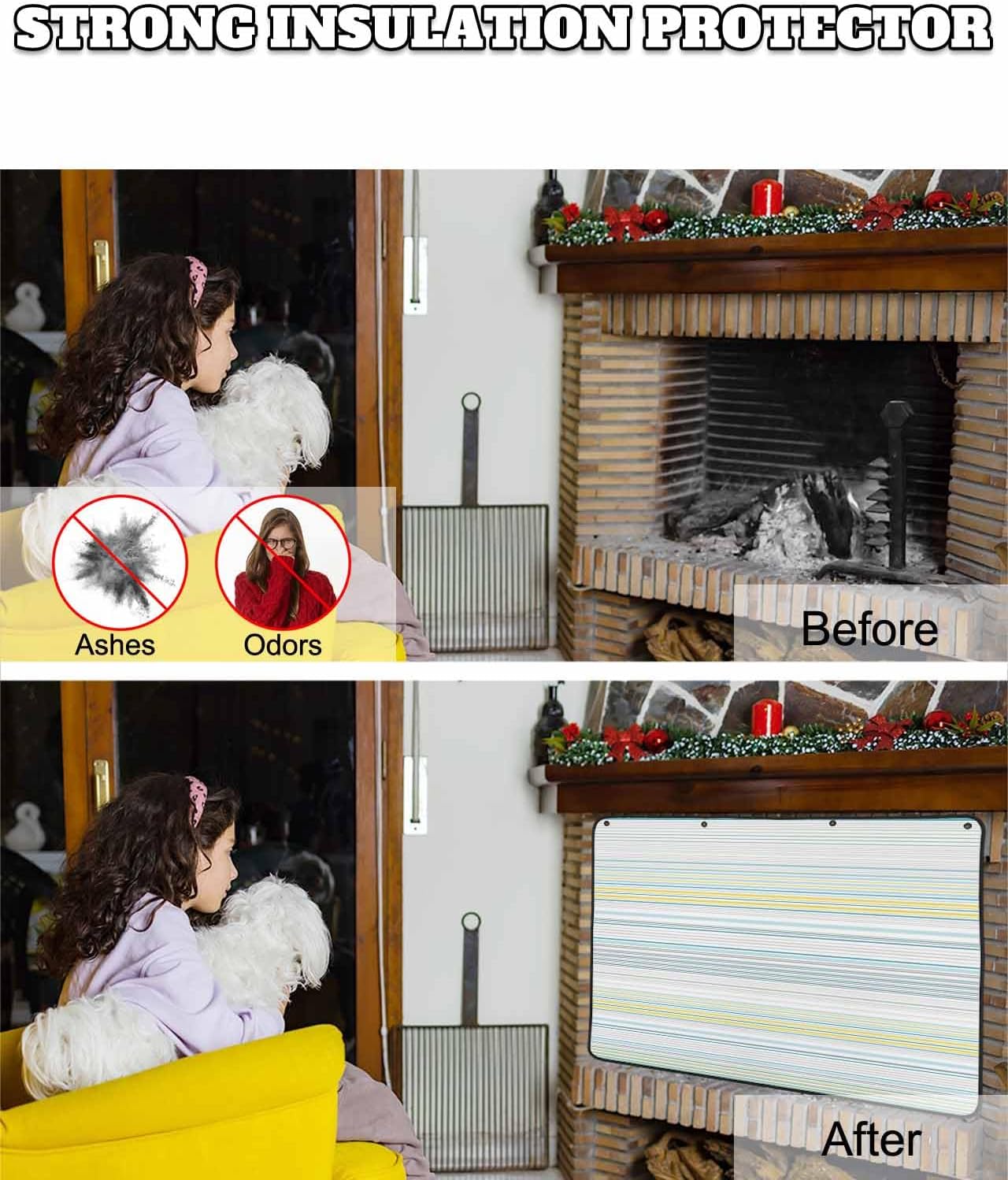 Magnetic Fireplace Cover Purple Stripes Fireplace Screen Decorative Classic Striped Lines Insulation Fireplaces Blocker Blanket Save Energy Fireplaces Draft Stopper Covers for Living Room 36x30 Inch