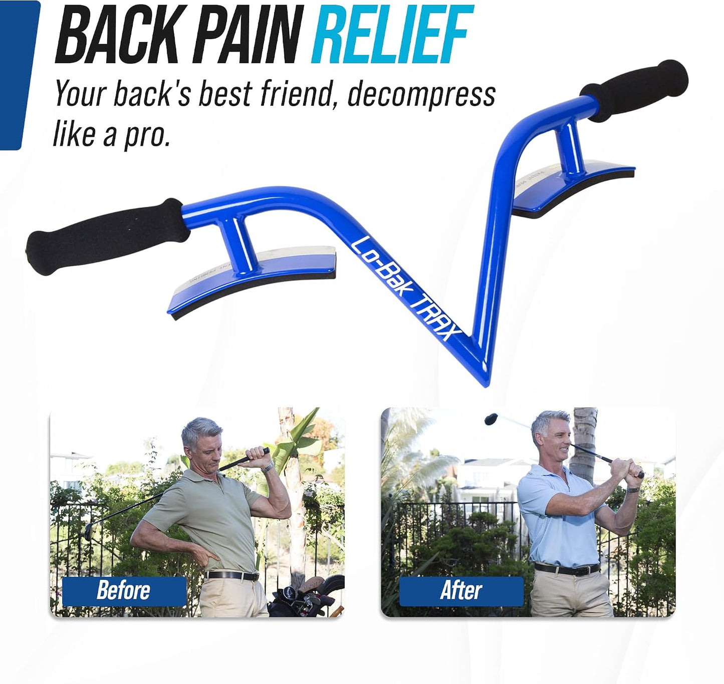 EZ-Bak Lo-Bak TRAX Lumbar Spine Stretcher - Upper & Lower Back Stretcher Pain Relief – Portable Spine Decompressor & Back Cracking Device for Herniated Discs, Sciatica, Scoliosis - Blue