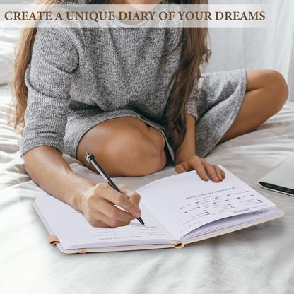 JUBTIC Guided Dream Journal Hardcover with Prompts, Beige | Record & Track Dreams, Interpretations & Thoughts before Sleeping, Ideal Gift for Women, Girls, Men