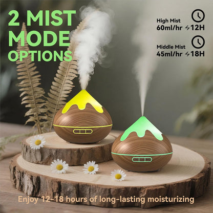 500ML Essential Oil Diffuser, Aromatherapy Diffuser with Remote Control, Multifunctional Air Diffusers for Home Office Room, Fragrance Aroma Diffuser with 7 Color LED & 2 Mist Mode, Brown