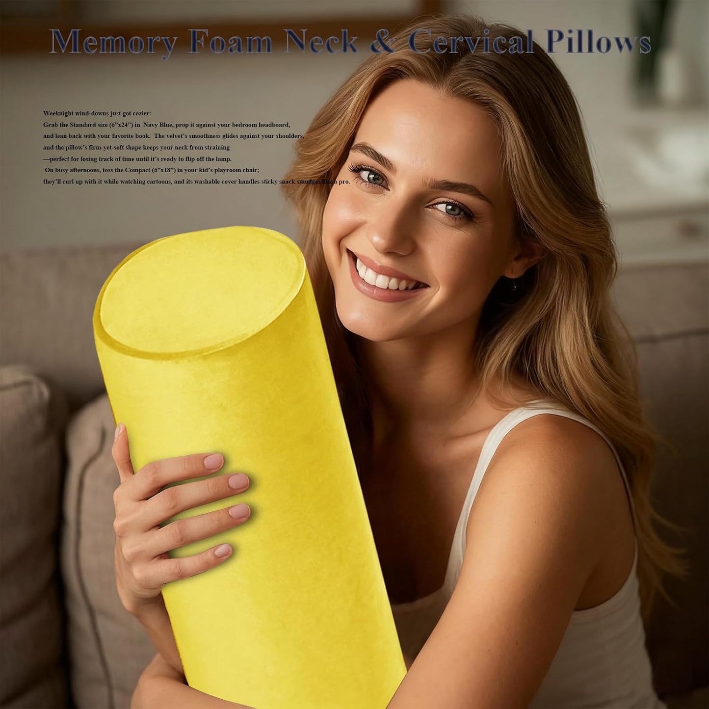 Tinbolunce Memory Foam Roll Pillow for Knee/Leg/Neck - Full Moon Bolster/Round Cylinder Pillow for Sleeping on Side or Back - Removable Cooling Cover Length 18" x 6" Diameter (Chocolate Brown)