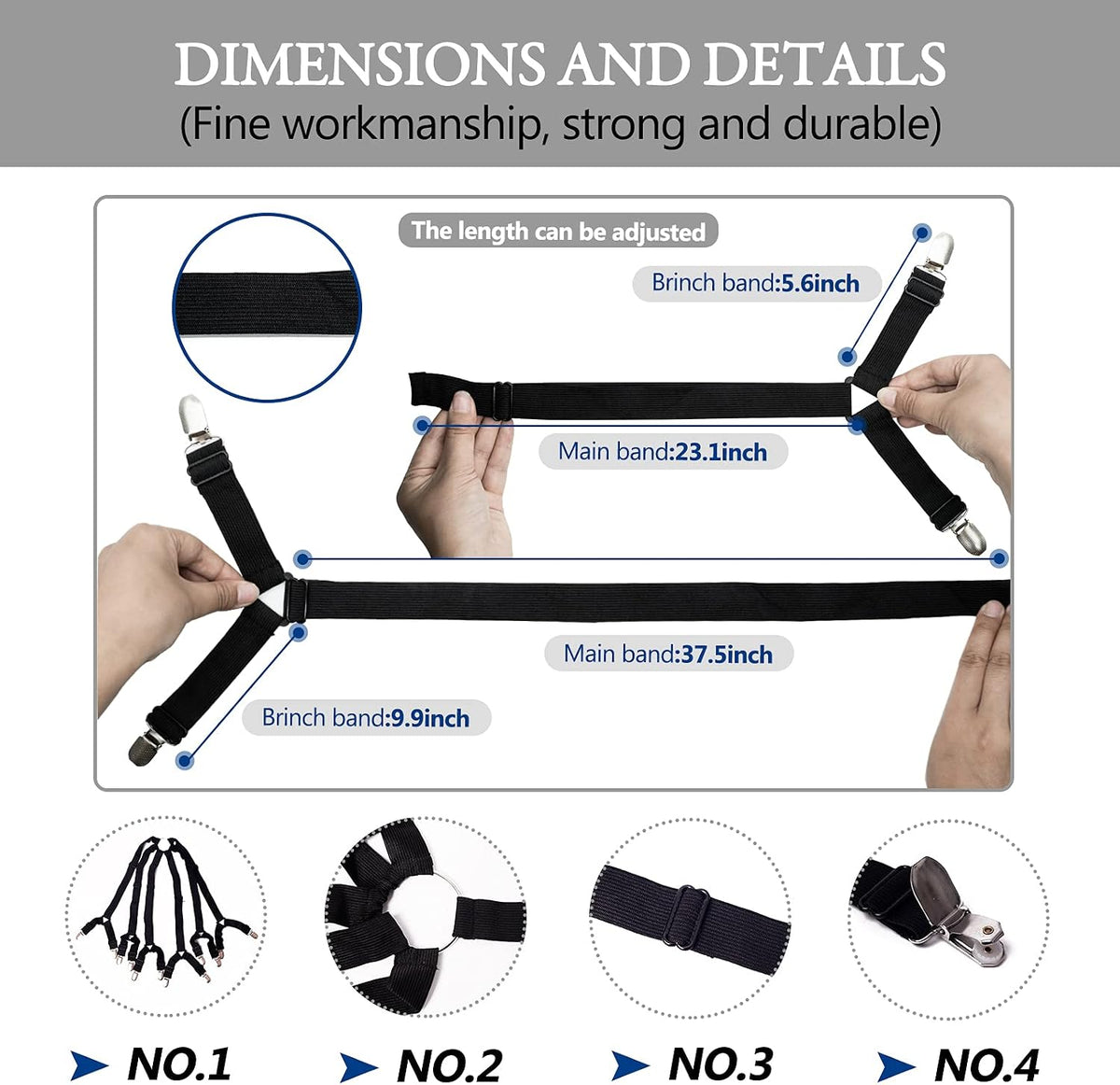 TGOOD Gift for Mum!Sheet Fasteners keepers-Adjustable Elastic Bed Sheet Holder Straps for Full,Queen,King Twin Bed,6 Way Cross Sheet Clips Suspenders Band,Fitted Round and Square Mattresses.(black)