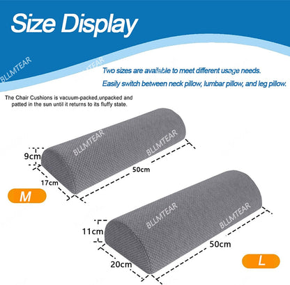 1/2 Pack Half Moon Bolster Pillow for Legs, Knees, Lower Back and Head | Lumbar Support Pillow for Bed, Sleeping | Semi Roll for Ankle and Foot Comfort - Machine Washable Cover(09,M:50x17x9cm)