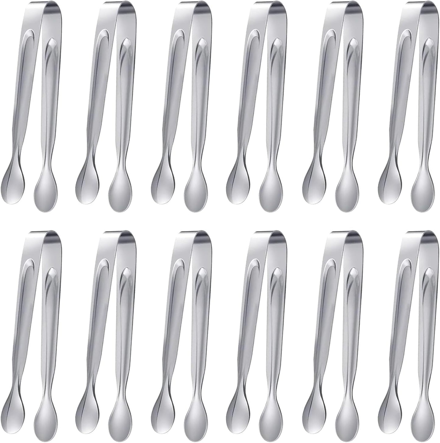 12Pcs Mini Serving Tongs,4.3"Stainless Steel Small Appetizer Tongs | Ice Tongs Sugar Tongs Mini Tongs for Appetizers Desserts Ice Bucket,Tea Party,Coffee Bar (Gold)