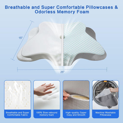 Pain Relief Cervical Pillow for Neck Support, Adjustable Ergonomic Pillow | Cozy Sleeping, Odorless Orthopedic Memory Foam Pillow, Contour Bed Pillow for Side Back Stomach Sleeper