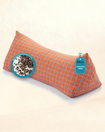 Buckwheat Cervical Neck Roll Pillow, Adjustable Firm Support for Neck Pain Relief, 15.7x6 Inch Buckwheat Hull Pillow for Back Side Sleepers