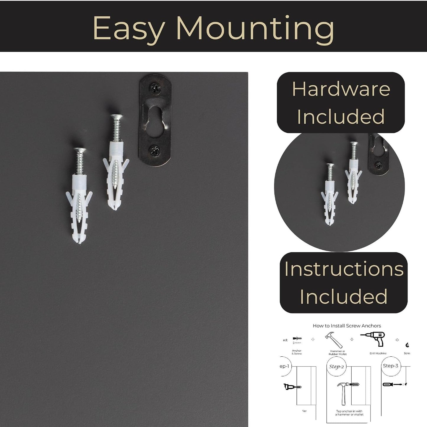 BLU MONACO Wall-Mounted Mail and Key Holder – Natural Wood 2-Tier Letter Organizer with 3 Hooks | Entryway Command Center for Mail, Keys, and Documents