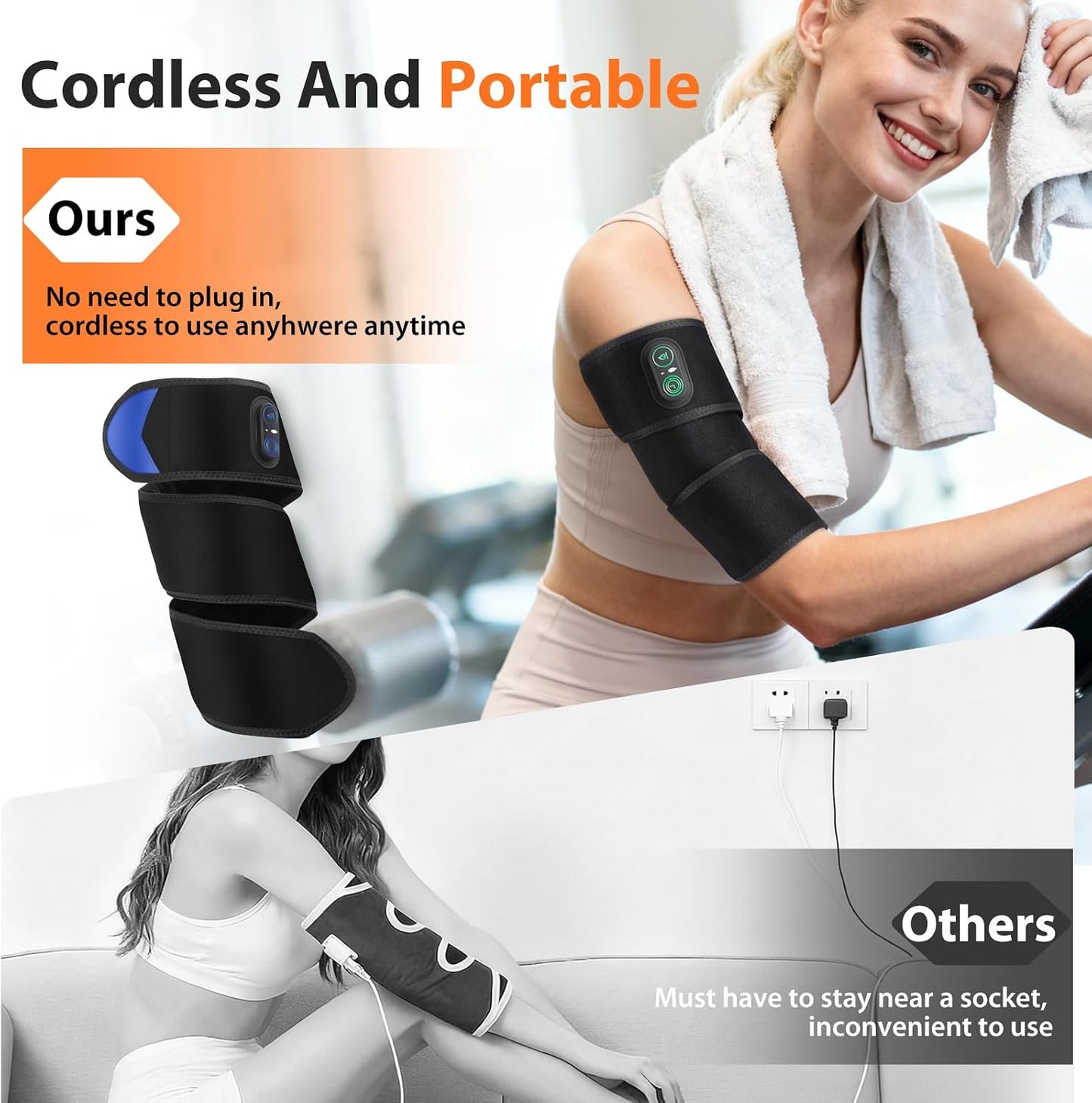 Cordless Arm Heating Pad Wrap with Red Light, FSA Eligible HSA Approved 5000mAh Elbow Heating Pad Wrap, Fast Heating, Heated Elbow Arm Sleeve with 3 Heat & Timing Settings