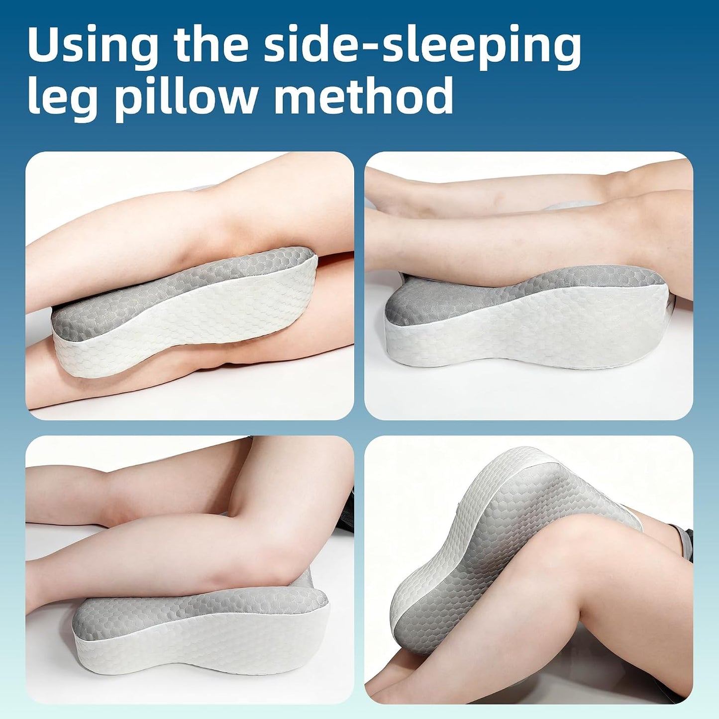 Knee Pillow for Side Sleepers, Memory Foam Bolster Between Legs, Comfortable Sleep Positioning & Side Leg Support, Elevation Pillow for Adults, Back Hips Knees Support, Wider Contact