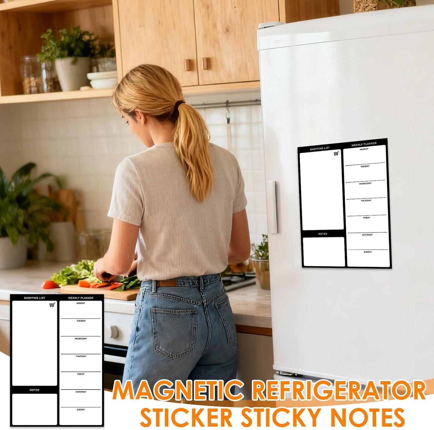 Magnetic Weekly Meal Planner, Fridge Dry Erase Menu Board (A) | 8 x 12 inch dry erase whiteboard with strong magnetic backing for weekly menus, notes, grocery lists, families and roommates