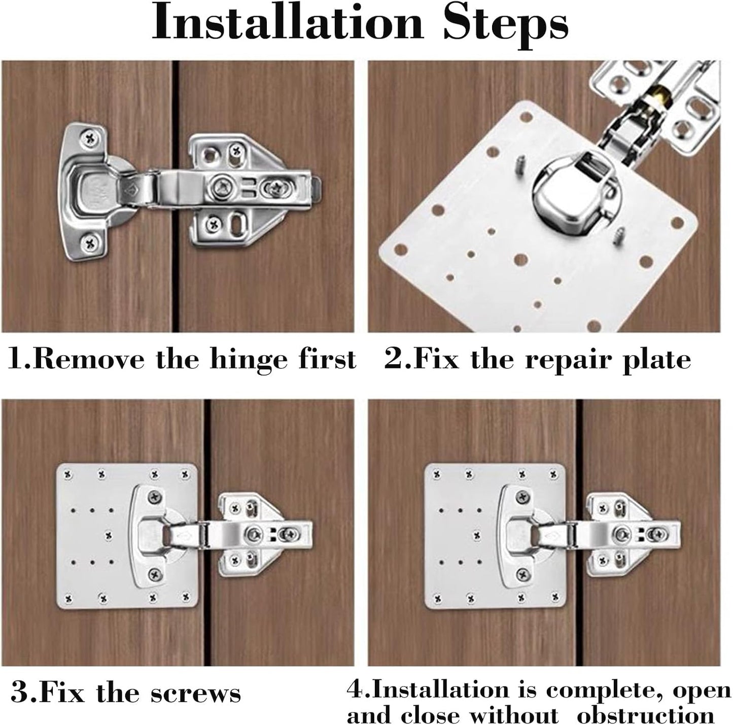 12 Pack Cabinet Hinge Repair Plate Kit, Stainless Steel Cabinet Door Repair Plates with Screws, Fix Loose Hinges & Stripped Screw Holes, Heavy Duty Hinge Reinforcement Brackets for Kitchen Cabinets
