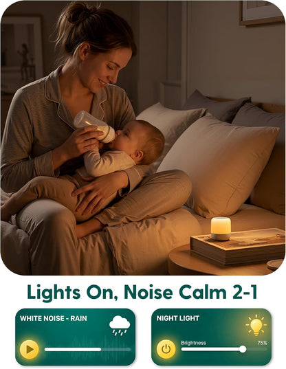 Babelio Pocket Glow White Noise Sound Machine - Upgraded 9 Color Night Lights, 20 Non-Looping Sounds, Timer & Memory Function, Portable for Adults & Babies, White