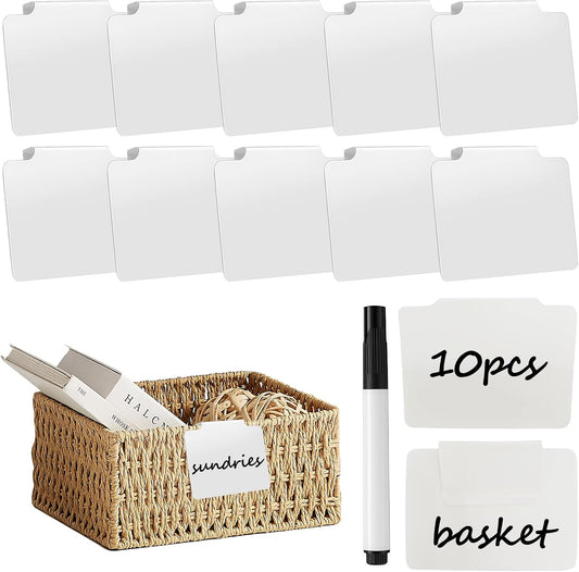 20 PCS Basket Labels,Clip On PVC Labels with Pen for Storage Bins, Removable Label Holders,Basket Tags