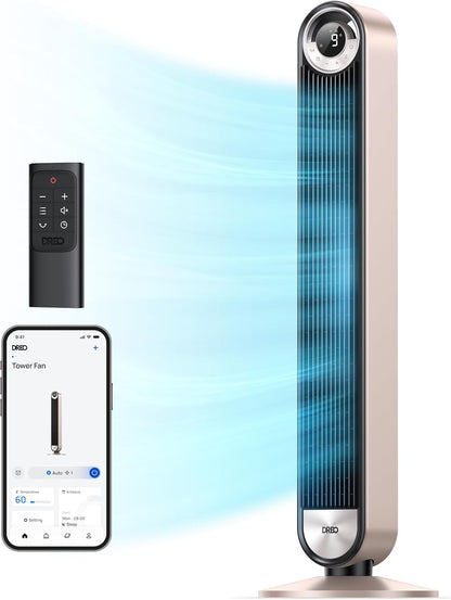 DREO Tower Fan for Bedroom, Upgraded DC 28ft/s Velocity, 9 Speeds
