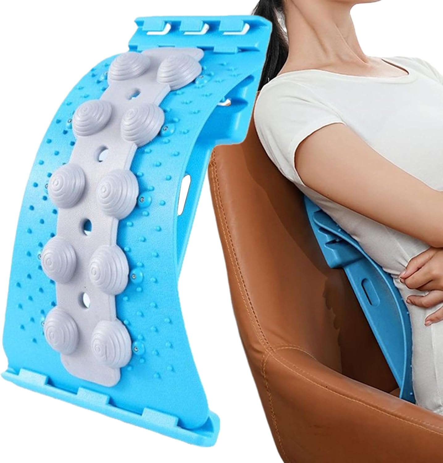 Adjustable Back Stretcher - 4 Level Lumbar Board, Manual Spinal Massager, Ergonomic Muscle Comfort Design, Figure Correction Tool, Shoulder Nerve Relaxation, Slouching Prevention Aid, Home Remedy Use