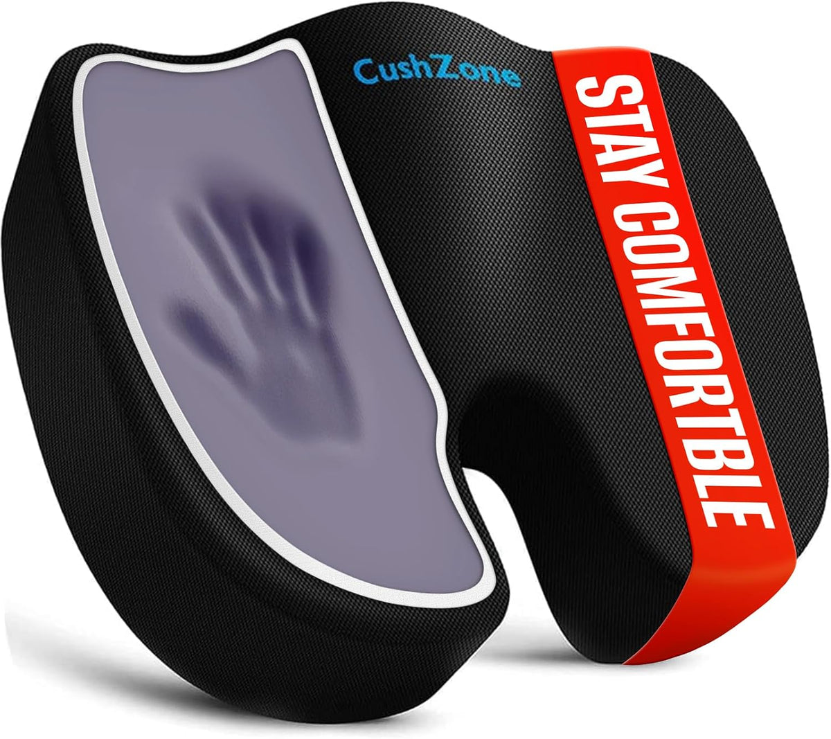 CushZone Seat Cushion Memory Foam Chair Pad for Office & Car, Black