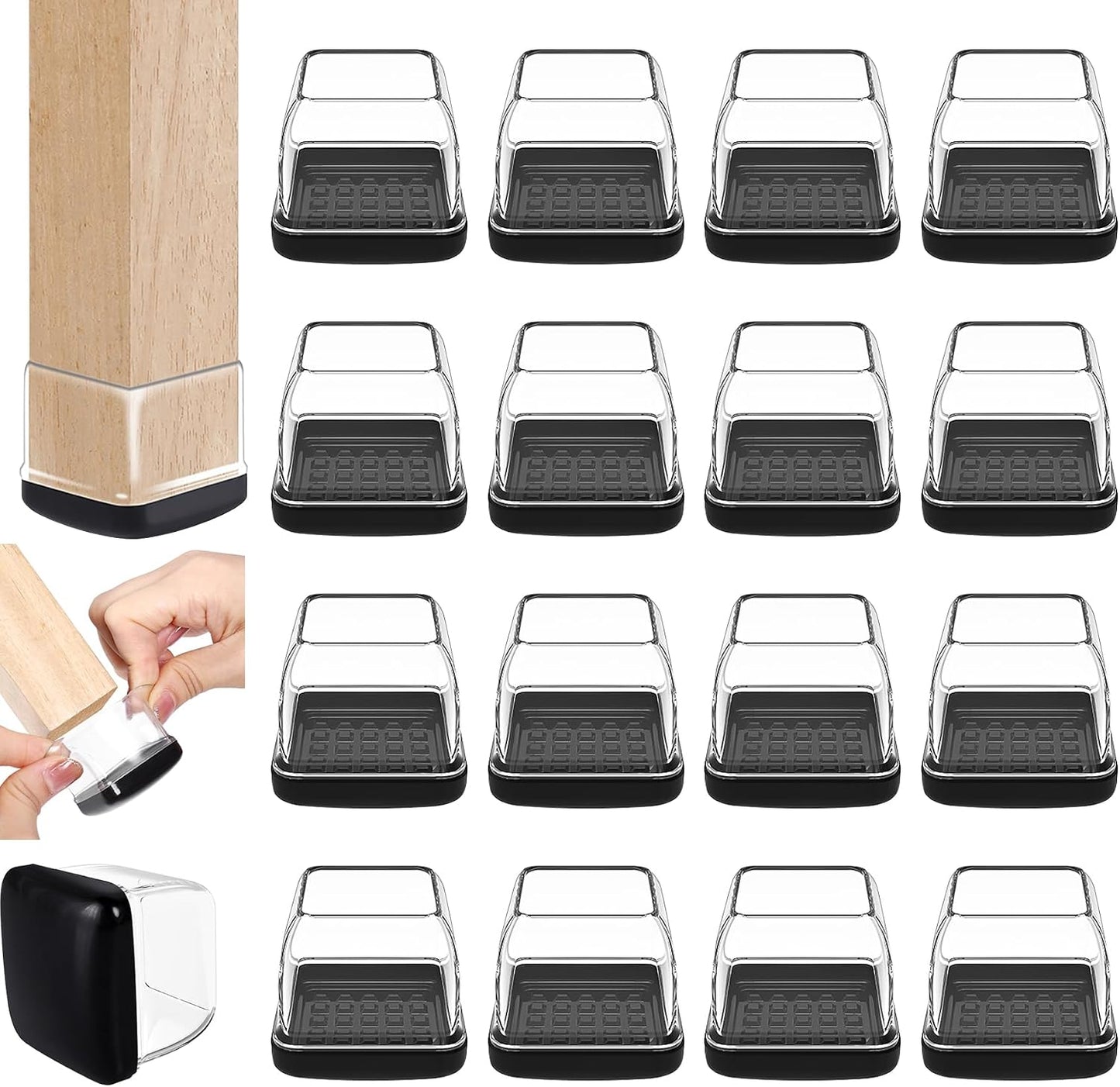 Chair Sliders for Carpet, 16PCS Furniture Sliders for Carpeted Floors & Hardwood Floors, Round Chair Glide Pads for Quickly and Easily Moving Furniture, Protect Floor(Clear, Fit 0.75"-1.1") | Chair Glides for Carpet & Hardwood Floor, Furniture Slides