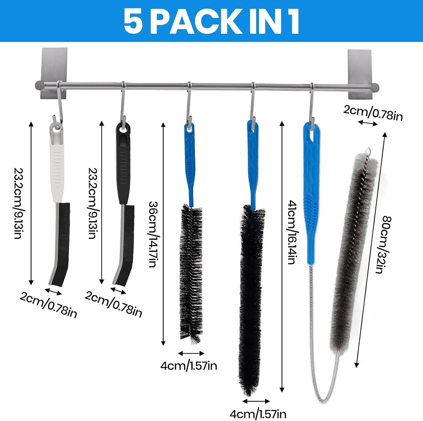 Dryer Lint Trap Cleaning Brush Set, Dryer Vent Cleaner Kit with Refrigerator Condenser Coil Brush, 2 Gap Brushes and 2 Pliers for Home