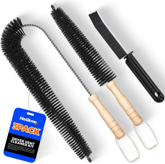 Holikme Dryer Vent Cleaner Kit, 2 Pcs Replacement Lint Brush for Vent Trap | Dryer Vent Cleaning Kit with Crevice Tool - Deep Lint Brush for Dryer Trap & Filter, Flexible Nylon Bristles
