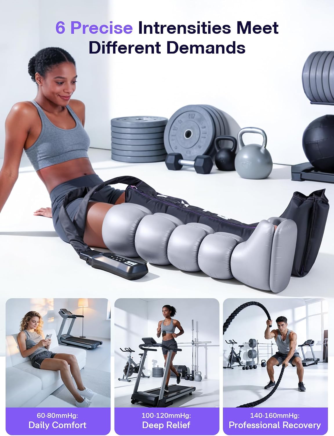 RIKE Leg Compression Massager with Heat for Circulation and Pain Relief FSA | [2026 Upgraded] 5 Chamber Full Leg Zipper Boots, 6 Modes & 3 Heat Levels, Air Recovery Massage for Athletes, Gift for Mom Dad