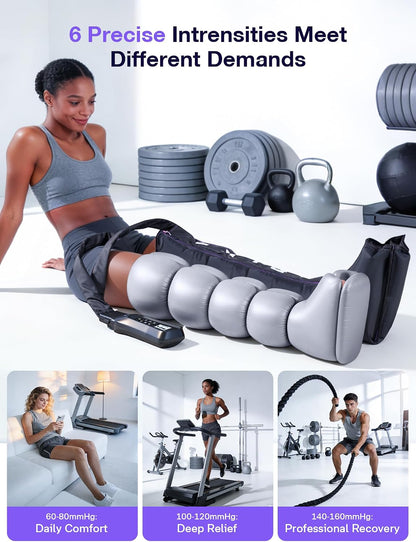 RIKE Leg Compression Massager with Heat for Circulation and Pain Relief FSA | [2026 Upgraded] 5 Chamber Full Leg Zipper Boots, 6 Modes & 3 Heat Levels, Air Recovery Massage for Athletes, Gift for Mom Dad