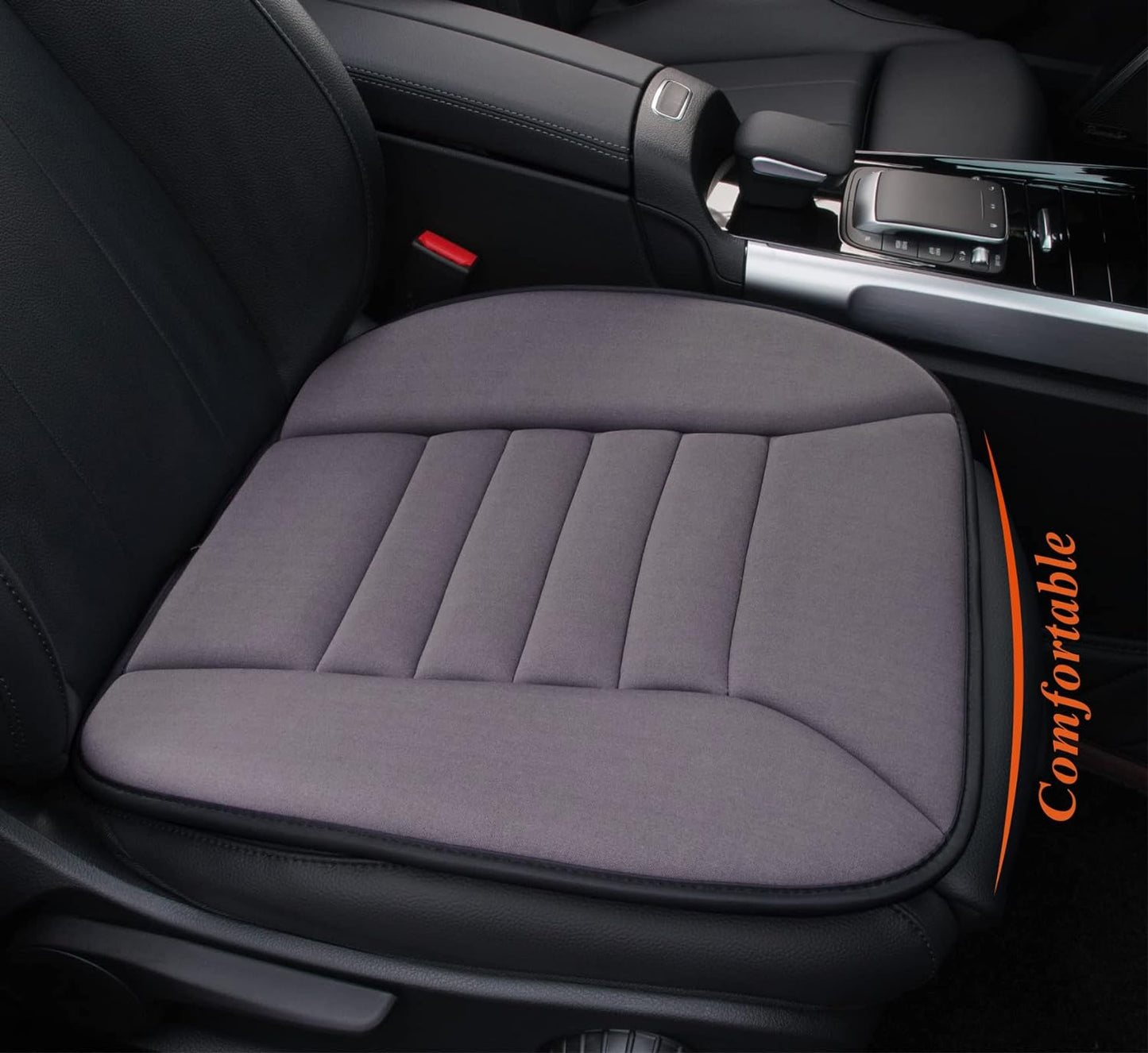 kingphenix Memory Foam Car Seat Cushion for Driver and Office Chair Comfort | 1.2-Inch-Thick Memory Foam Seat Pad, Soft, Breathable Fabric, Non-Slip Silicone Bottom for Long Drives and Office Use, Black