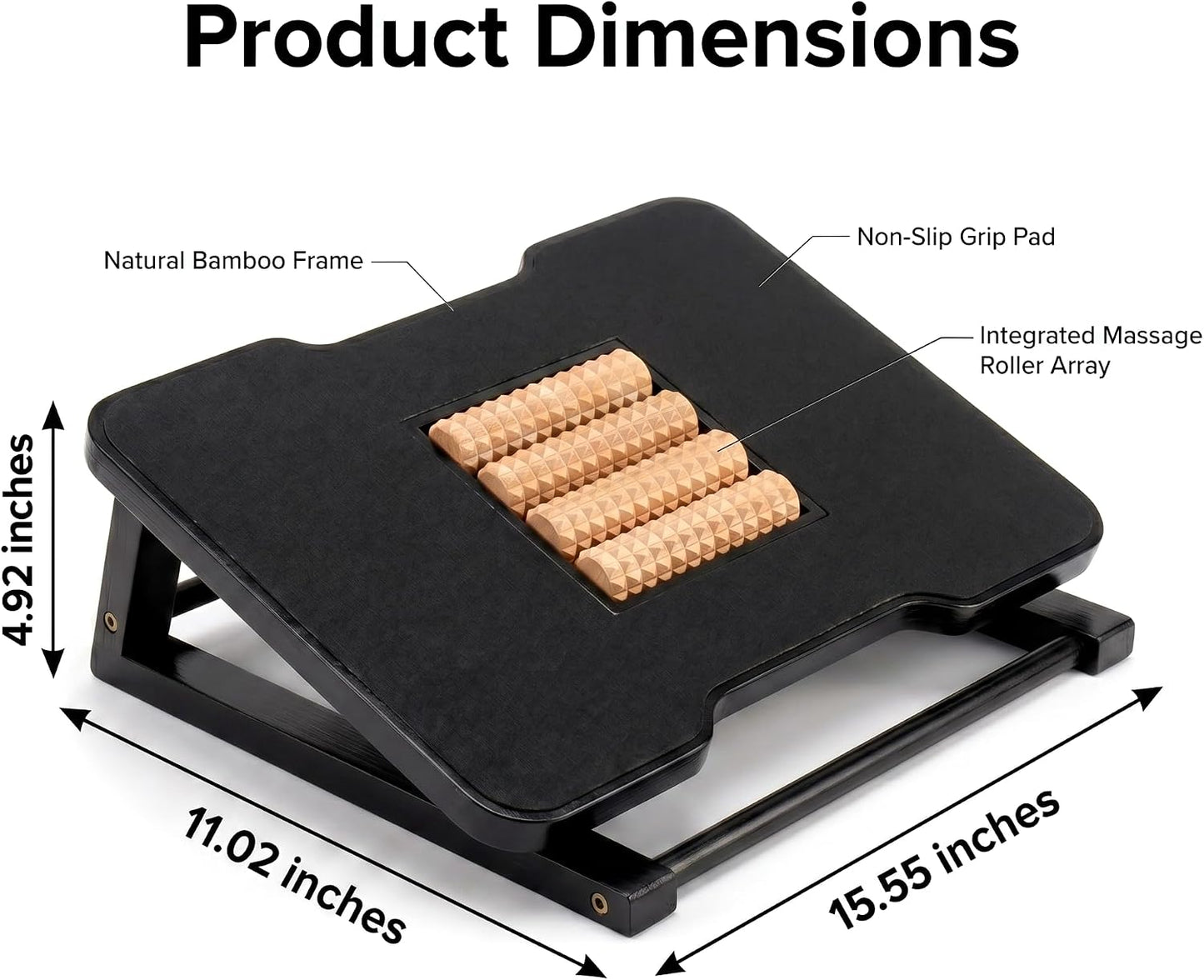 Bamboo Under Desk Foot Rest Foot Stool Rocking Footrest (Nature Semicircle) | Ergonomic Wooden Foot Stool with Non-Slip Surface