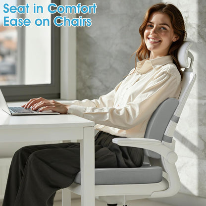 CushZone Seat Cushion and Lumbar Support Pillow for Office Chair, Black