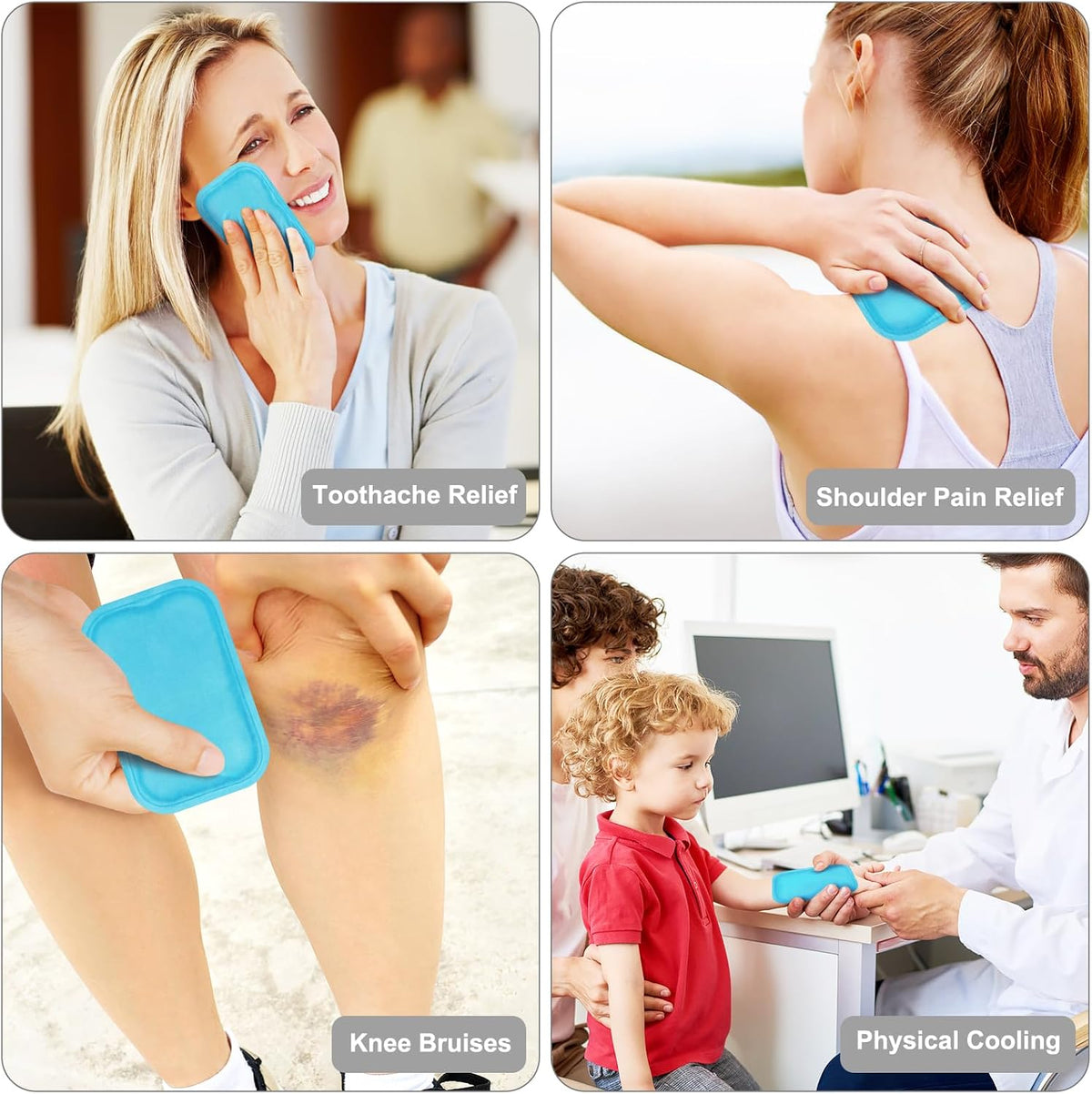 Reusable Small Ice Packs - Hot & Cold Mini Gel Cold Packs for Injuries, Sinus Relief, Tired Eyes, Headaches, First Aid, Pain Relief, Wisdom Teeth, Face - 6 Packs