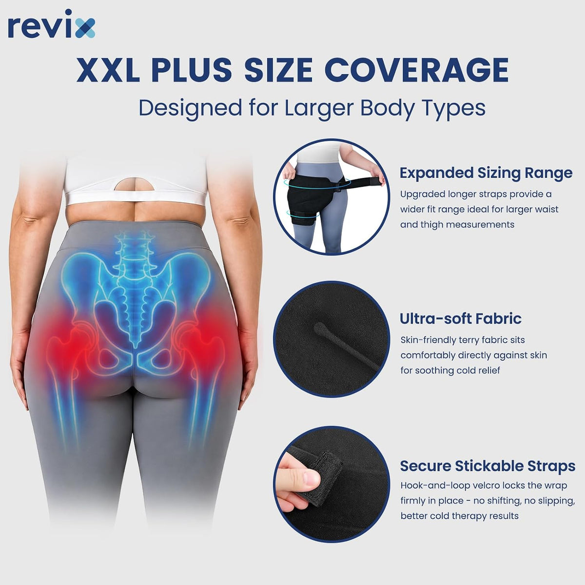 REVIX Extra Large Hip Ice Pack Wrap After Surgery, Cold Packs for Hip