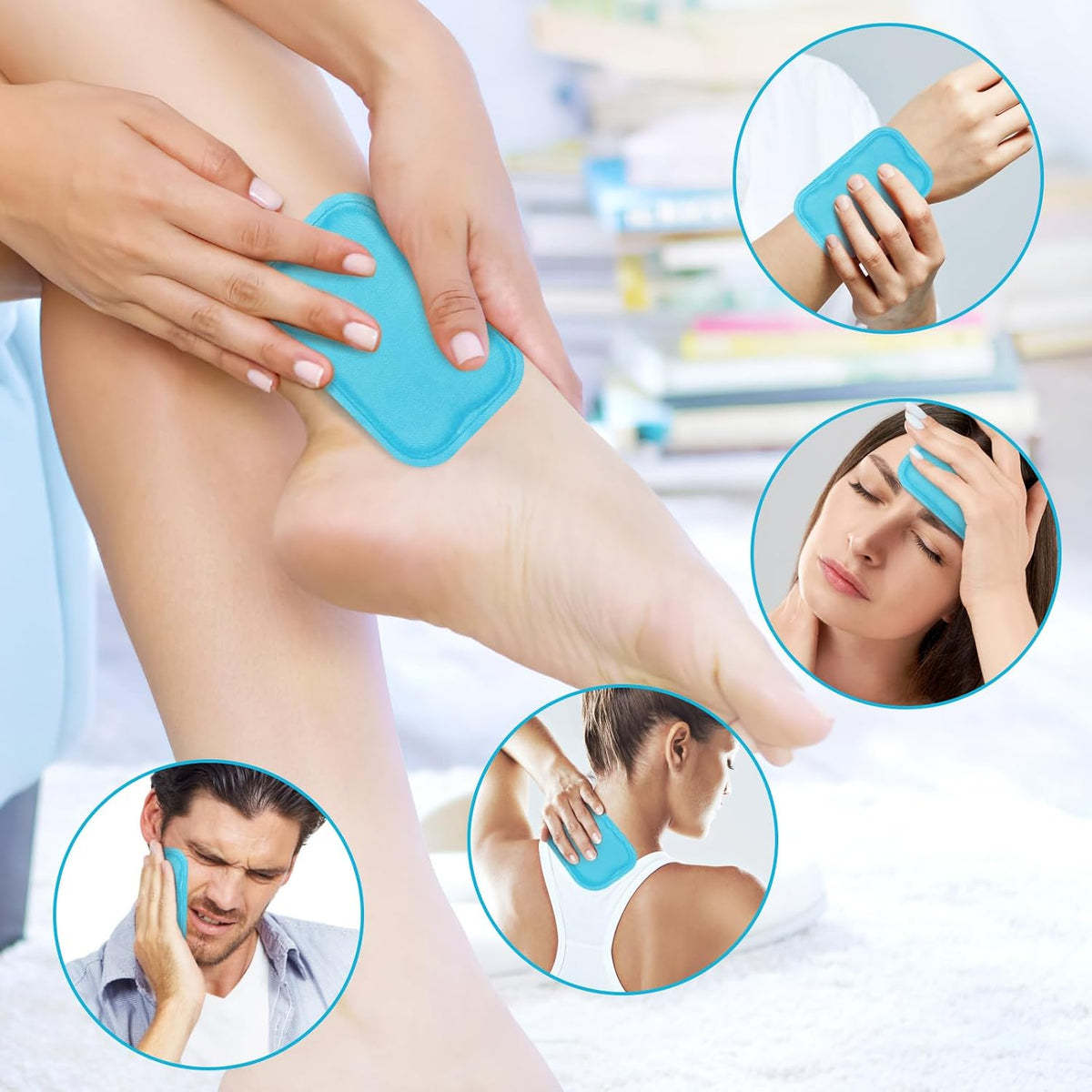 Reusable Small Ice Packs - Hot & Cold Mini Gel Cold Packs for Injuries, Sinus Relief, Tired Eyes, Headaches, First Aid, Pain Relief, Wisdom Teeth, Face - 6 Packs