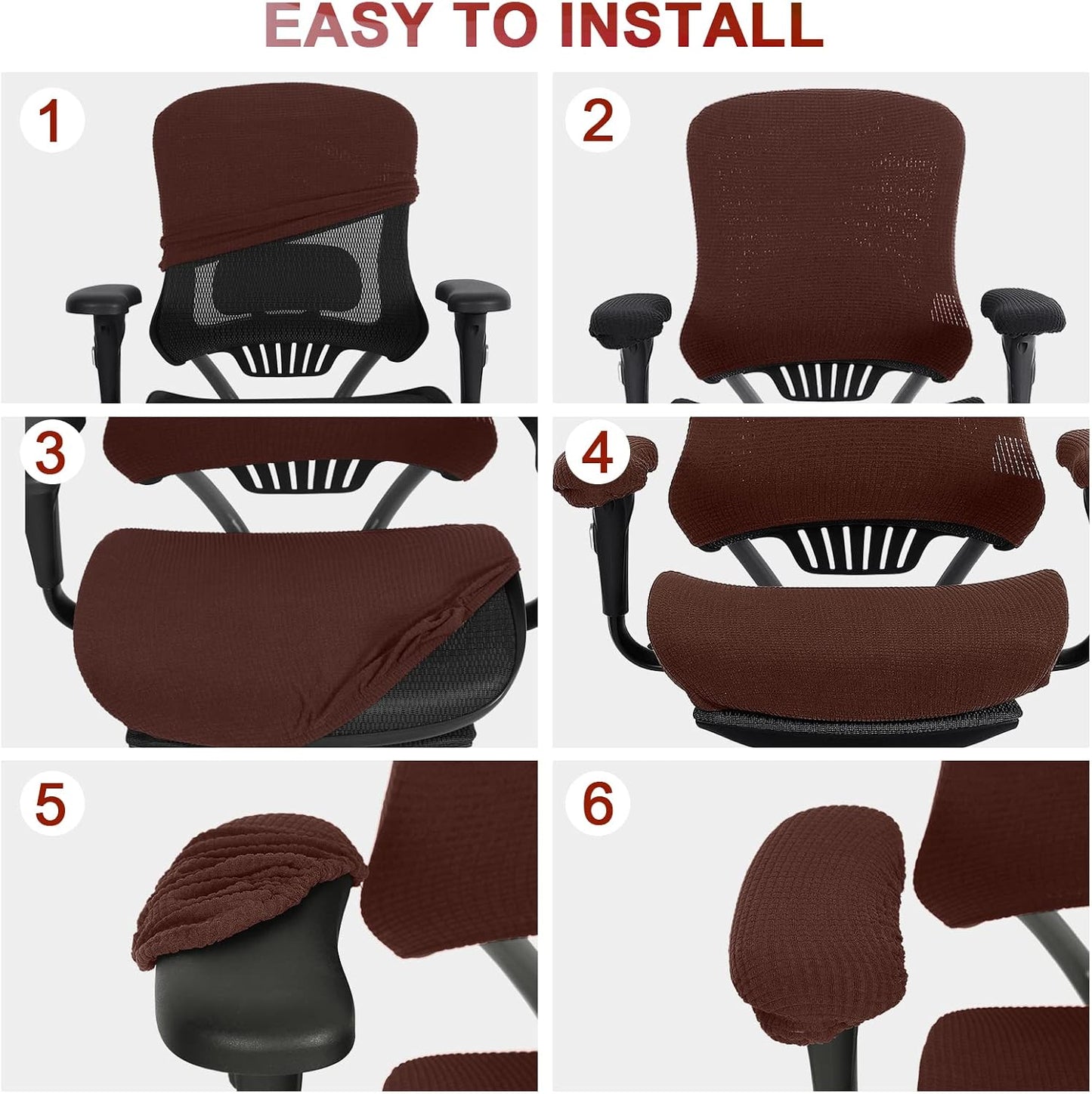 Tallew 4 Pcs Office Chair Covers Set Computer Universal Protective Stretchable Chair Seat Covers Desk Armrest Slipcovers Pads Office Cushion Backrest for Rotating (XL,Silver Gray)