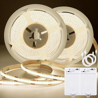 OMIKA Dual Sensor Stair Lights Indoor, Rechargeable 16.4ft LED Strip Light, 150 LEDs Double Motion Activated Under Bed Night Lights for Shelves, Stairway, Closet, Corridor, Bedroom, 6000K Cool White