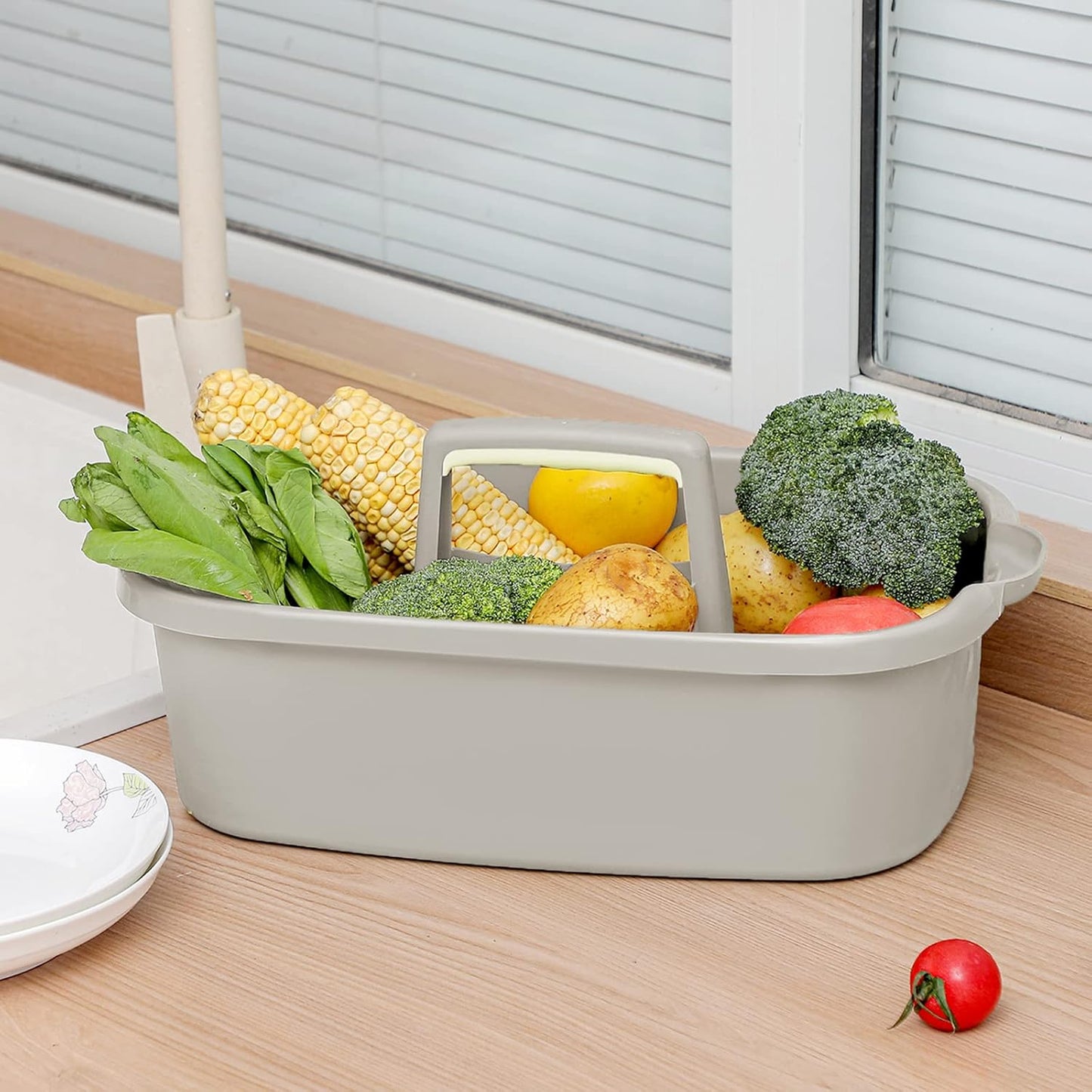 JiatuA Large Cleaning Supplies Caddy Portable Shower Caddy Basket Dark Gray | Sturdy Supply Organizer with Handle Plastic Bucket Tool Storage for Bathroom Bedroom Kitchen Garden College Dorm Essentials