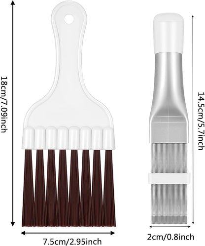 Boao 2 Pieces Air Conditioner Condenser Fin Comb and Fin Cleaning Brush | Air Conditioner Coil Cleaner, Refrigerator Coil Cleaning Whisk Brush, Evaporator Radiator Repair Tool