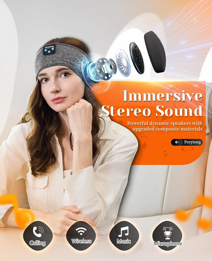 Perytong 2 Pack Sleep Headphones, Sleeping Headphones | Bluetooth Headband with Ultra-Thin HD Stereo Speaker, Wireless Headphone for Sports, Insomnia, Yoga, Air Travel, Meditation
