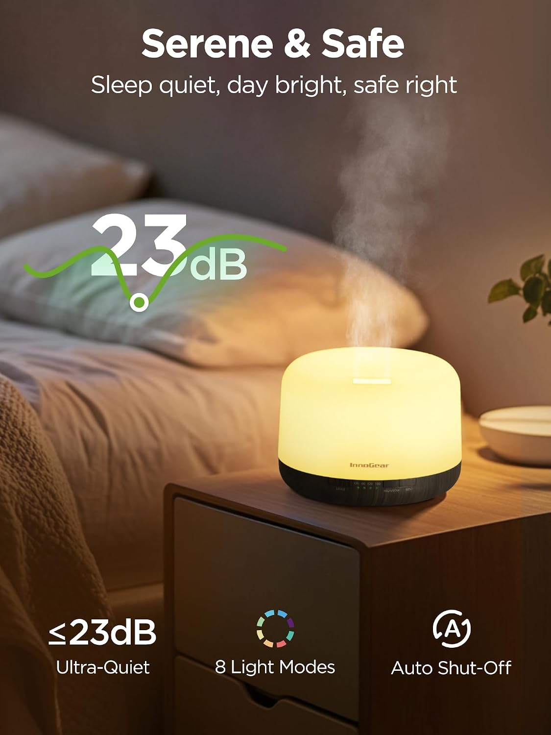 InnoGear Aromatherapy Diffuser & 10 Essential Oils Set, 500ml Essential Oil Diffuser with Remote Control Mother's Gift Ultrasonic Cool Mist Scent Humidifier Vaporizer Auto-Off Timer for Home, Yellow