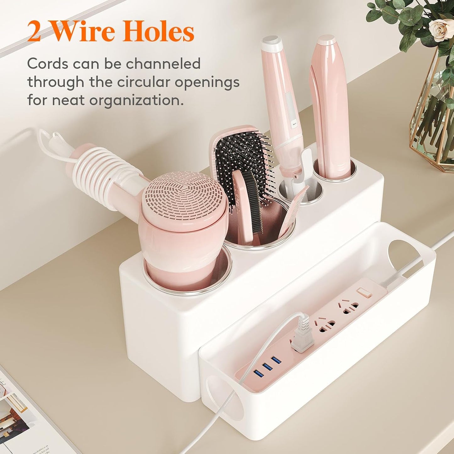 Lifewit Hair Tool Organizer Dryer Holder Countertop with 4 Cups, Black | 4 Stainless cups Tools Organizer, Acrylic body Hair Product Storage for Curling Iron, Brush, Straightener, Bathroom