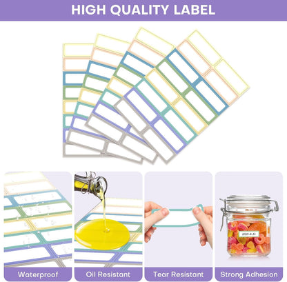 240 Removable Labels Waterproof for Jars & Freezer Containers - 1x3 Tear-Proof Stickers, 8 Colors Pearlescent Film, Residue-Free (-40°F~150°F)